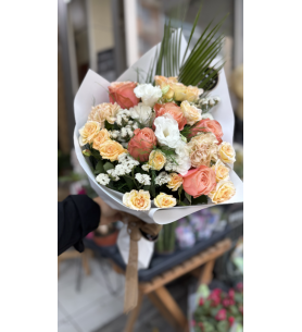 Vip fresh mevsim buketi turuncu beyaz şampanya